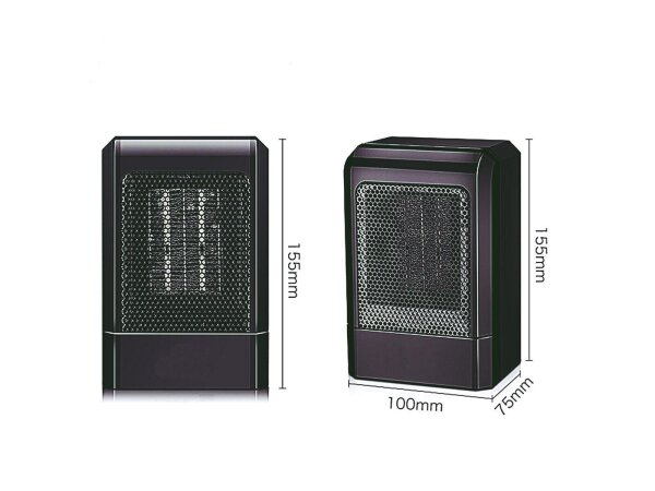 Heizlüfter Schnellheizgerät Mini Heizung PTC Keramik 500W Schwarz