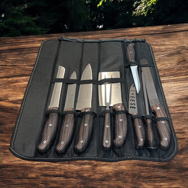 Messerset in Matte 9 tlg. Metzgermesser Kochmesser Deutscher Stahl Küchenmesser Set