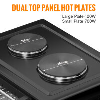 Grill Backofen 1400W 26L 2 x Kochplatte 700W 1000W