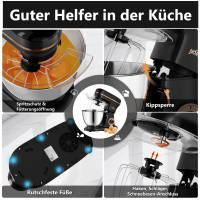 Teigmaschine Knetemaschine Küchenmixer 8 L 1800W
