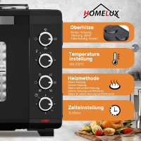 Grill Backofen 3600W 48L 2x Kochplatte 800W 1200W Ofen Mikrowelle