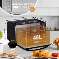 Grill Backofen 3600W 48L 2x Kochplatte 800W 1200W Ofen Mikrowelle