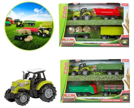 ACKERS VILLE Traktor 10cm -set mt 3 Anhänger