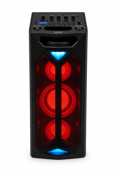 MEDION Bluetooth Party-Soundsystem Partylautsprecher LED mit Mikrofon Karaoke