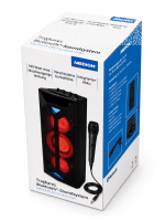 MEDION Bluetooth Party-Soundsystem Partylautsprecher LED mit Mikrofon Karaoke