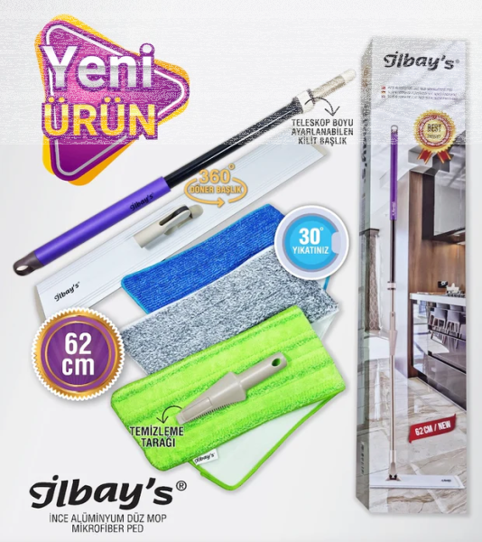 Ilbays XL Mop Set 62cm Alu Wischmopp Bodenwischer