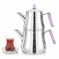 Scheffler Edelstahl Teekanne Caydanlik Harem Family 1.8L + 1L
