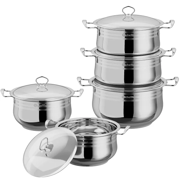 Scheffler Edelstahl Kochtopf Set Induktion 10 teilig