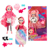 Teenpuppe 23cm -Lockiges Haar- mt Zbh 3Var