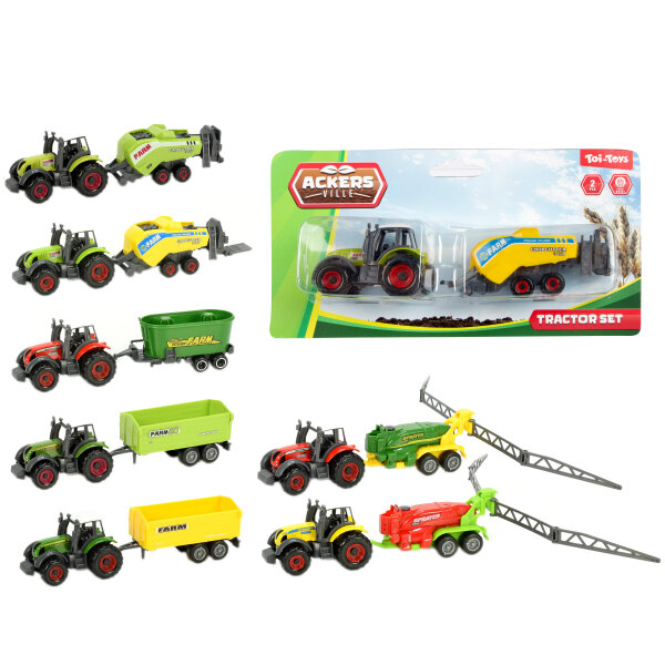 ACKERS VILLE Traktor 7cm mt Anhänger Metall 8Var