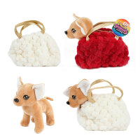 PLUSH Hund chihuahua im Bling Bling Handtasche 2V+