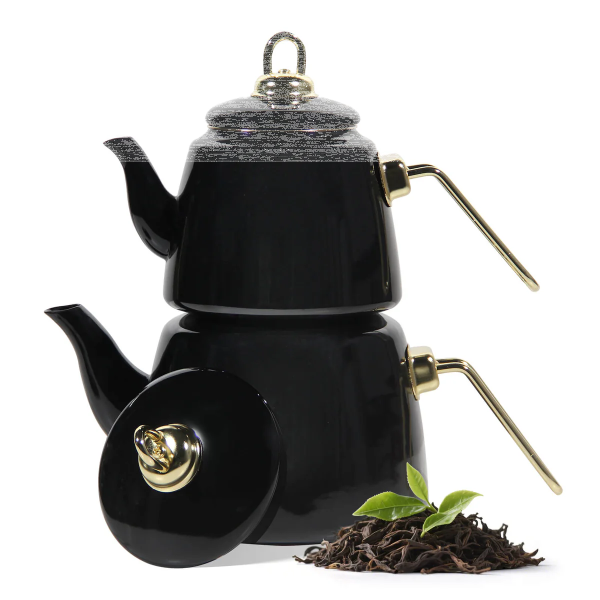 Emaille Teekannen Set 2L + 1L Induktionsgeeignet Schwarz