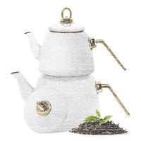 Emaille Teekannen Set 2L + 1L Induktionsgeeignet Weiss