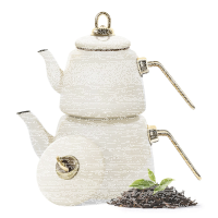 Emaille Teekannen Set 2L + 1L Induktionsgeeigne Creme