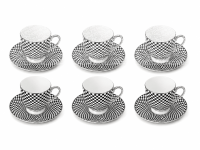 6er Set Porzellan Kaffeetassen und Untertassen - 190ml