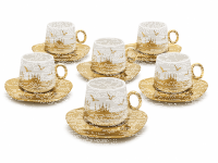 6er Set Mokka Tassen Untertassen - Istanbul 90ml