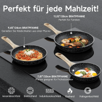 3 tlg Pfannenset Bratpfannen Set antihaftbeschichtet 20/24/28 cm