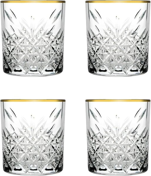 Pasabahce GOLDEN TOUCH Timeless 4Trinkgläser mit Schüssel Set Timeless Gold 62 ml