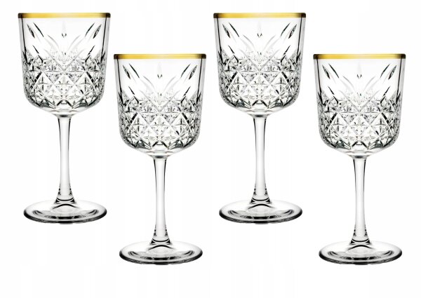 Pasabahce GOLDEN TOUCH Timeless 4Trinkgläser mit Schüssel Set Timeless Gold 330 ml