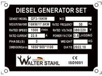 Walterstahl GF3-16KW Diesel Stromerzeuger Generator...