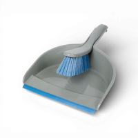 Kehrgarnitur Kunststoff Kehrschaufel mit Gummilippe Grau