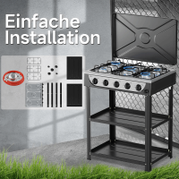 HOMELUX 5 flammiger Gaskocher inkl.Schlauch und Druckminderer Gasherd